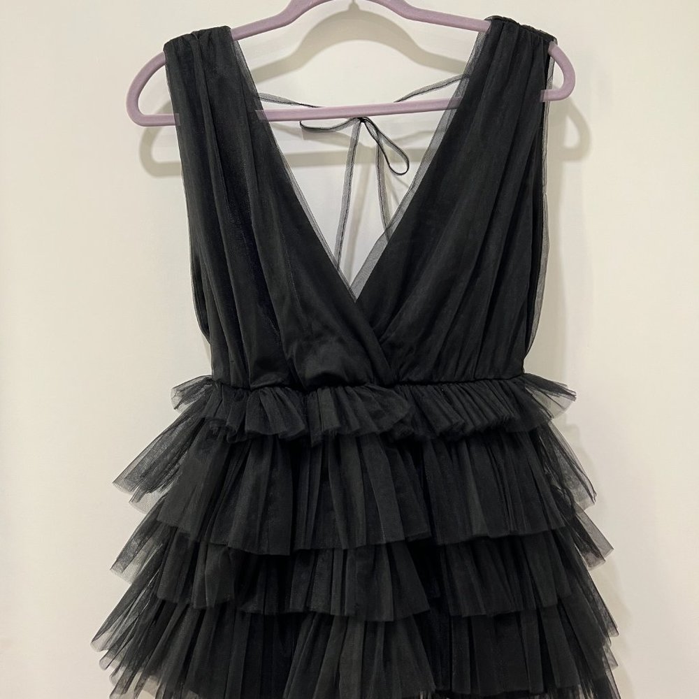 Vneck mesh mini dress